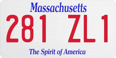 MA license plate 281ZL1