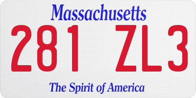 MA license plate 281ZL3