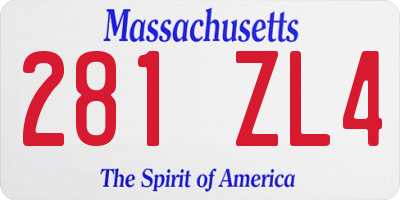 MA license plate 281ZL4