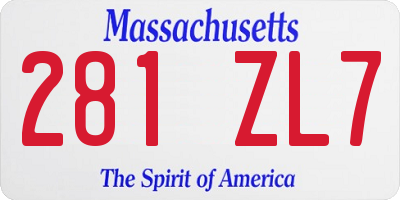 MA license plate 281ZL7