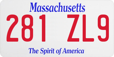MA license plate 281ZL9