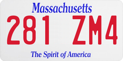 MA license plate 281ZM4