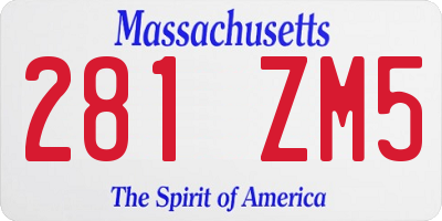 MA license plate 281ZM5