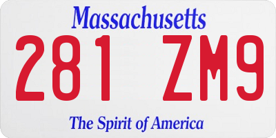 MA license plate 281ZM9