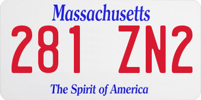 MA license plate 281ZN2