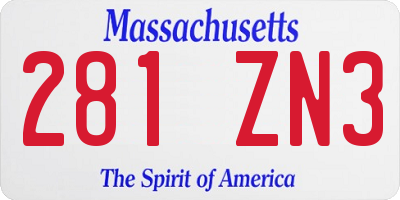 MA license plate 281ZN3