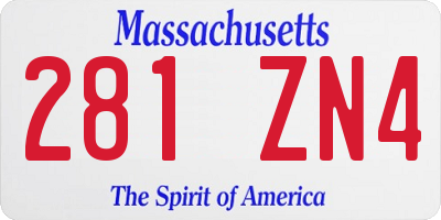 MA license plate 281ZN4
