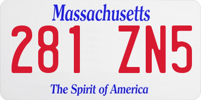 MA license plate 281ZN5