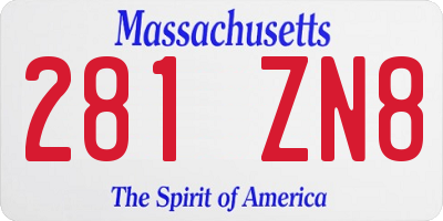 MA license plate 281ZN8