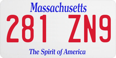 MA license plate 281ZN9