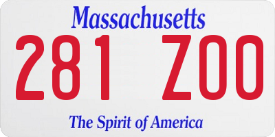 MA license plate 281ZO0