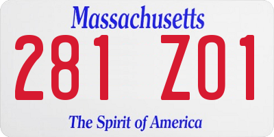 MA license plate 281ZO1