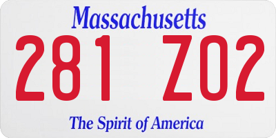 MA license plate 281ZO2