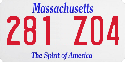 MA license plate 281ZO4