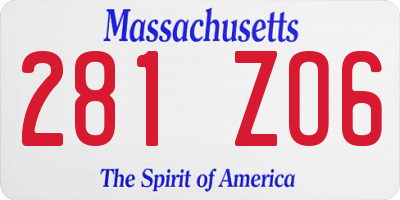 MA license plate 281ZO6