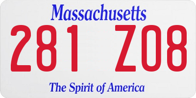 MA license plate 281ZO8
