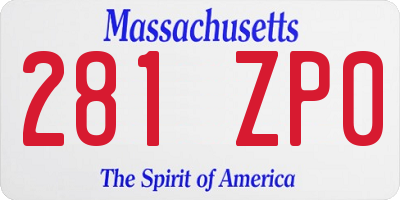 MA license plate 281ZP0