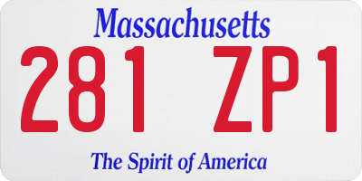 MA license plate 281ZP1