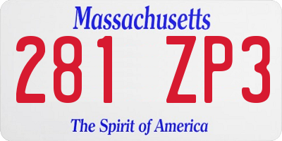 MA license plate 281ZP3
