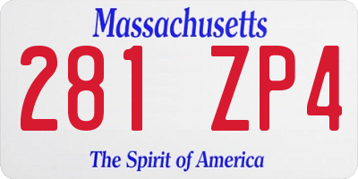 MA license plate 281ZP4
