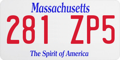 MA license plate 281ZP5