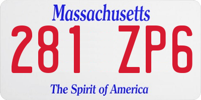 MA license plate 281ZP6