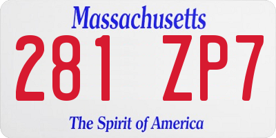 MA license plate 281ZP7
