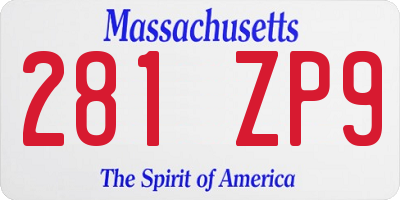MA license plate 281ZP9