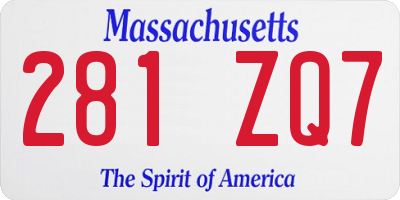MA license plate 281ZQ7