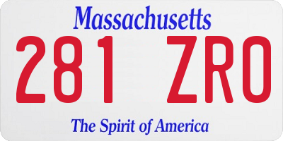 MA license plate 281ZR0