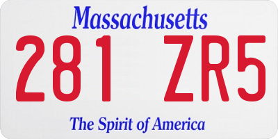 MA license plate 281ZR5