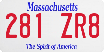 MA license plate 281ZR8