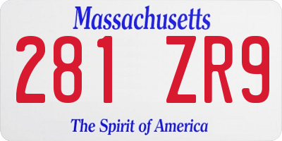 MA license plate 281ZR9
