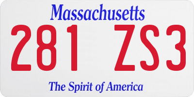 MA license plate 281ZS3