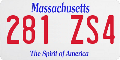 MA license plate 281ZS4