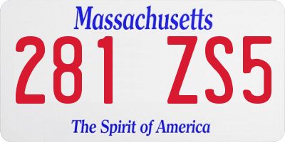 MA license plate 281ZS5