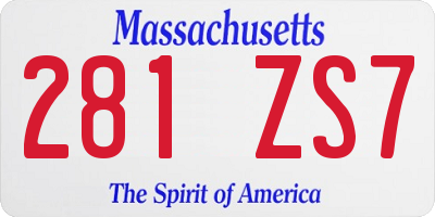 MA license plate 281ZS7