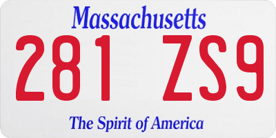 MA license plate 281ZS9