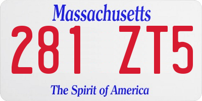 MA license plate 281ZT5