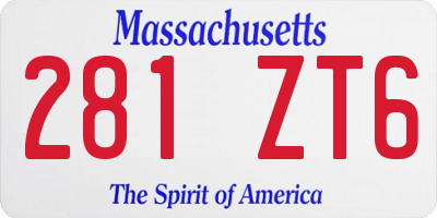 MA license plate 281ZT6