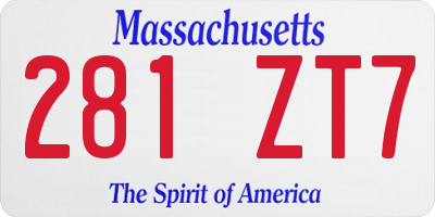 MA license plate 281ZT7