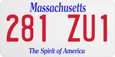 MA license plate 281ZU1