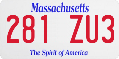 MA license plate 281ZU3