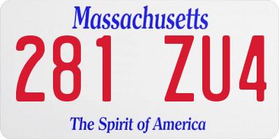 MA license plate 281ZU4