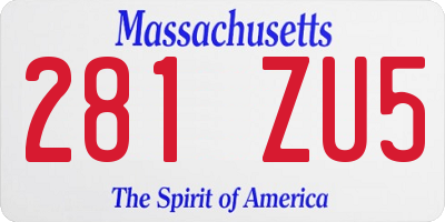 MA license plate 281ZU5