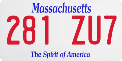 MA license plate 281ZU7