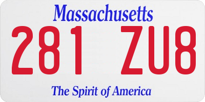MA license plate 281ZU8