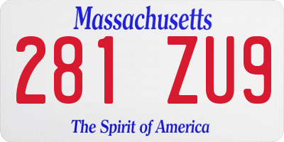 MA license plate 281ZU9