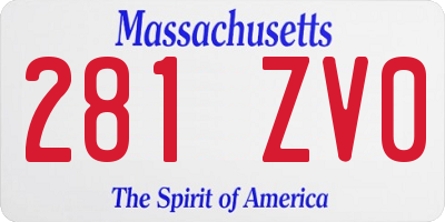 MA license plate 281ZV0
