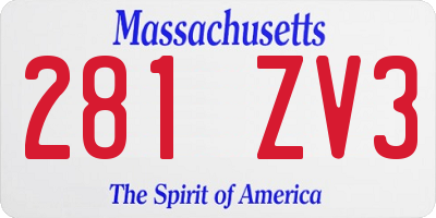 MA license plate 281ZV3